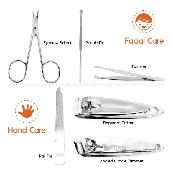 Travel Groom Set- Orange Faux Leather Shell Case - NWT - Picture 6 of 8